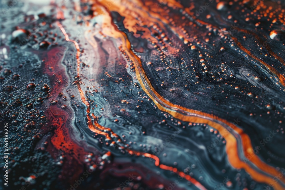Aufkleber Close up of liquid substance on surface. Suitable for scientific or abstract concepts