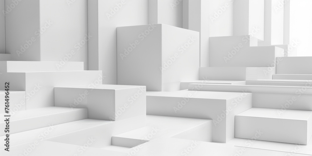 Aufkleber a group of white cubes on a white floor. suitable for minimalistic design projects