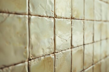 Detailed view of tiled wall in a bathroom. Suitable for home improvement projects