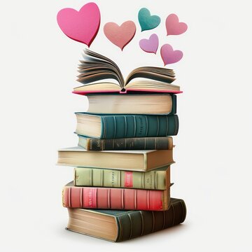 Clipart of books with a 'Love Reading' theme, on a white background