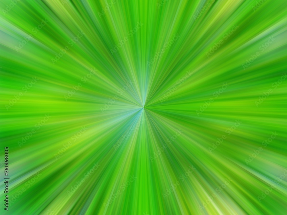 Poster green and yellow background with effect of rays and straight lines in motion, lights, blur and depth