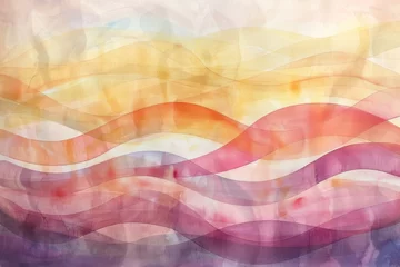 Keuken spatwand met foto 温かみのあるパステルカラーの抽象的な水彩サイン波  © Maki_Illust