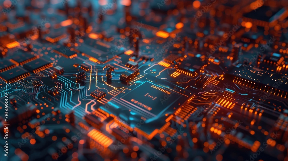 Poster detailed view of an electronic circuit board, suitable for technology concepts