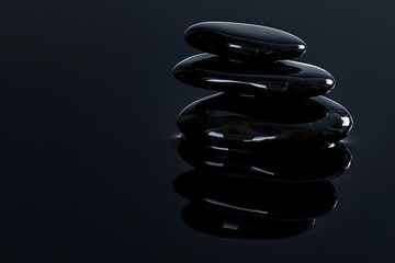 black zen stones isolated on black background