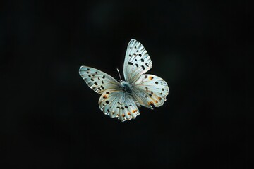 white butterfly isolated on black background