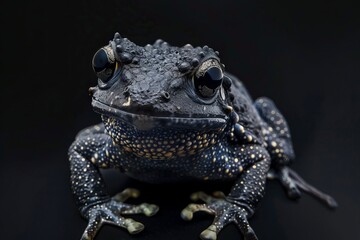 black frog isolated on black background