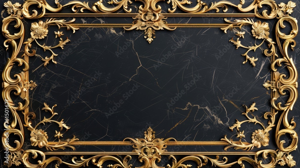 Poster elegant gold frame against a dramatic black background. perfect for adding a touch of luxury to your