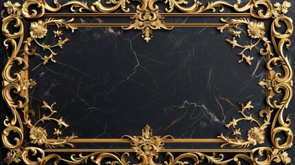 Elegant gold frame against a dramatic black background. Perfect for adding a touch of luxury to your designs