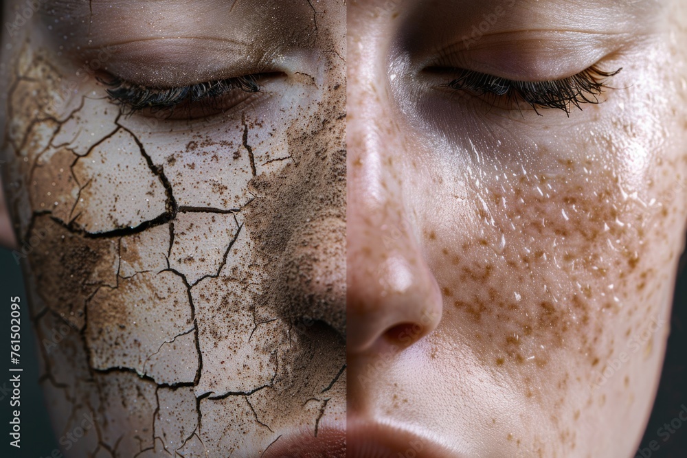 Poster close up of a person with dirt on their face, suitable for various themes and concepts