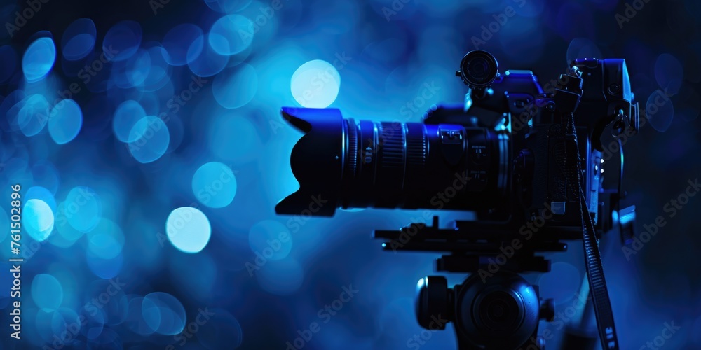 Aufkleber close up of a camera on a tripod, suitable for photography or videography projects