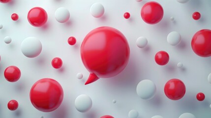 A bunch of red and white balloons floating in the air. Perfect for celebration events