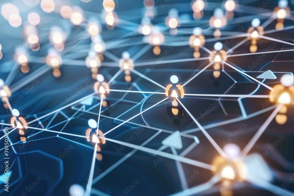 Aufkleber An image of a group of people connected by lines and dots. Suitable for illustrating networking or communication concepts