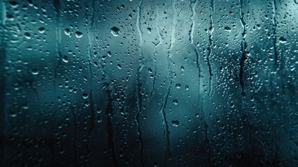 Close up of water droplets on window, perfect for weather or nature concepts
