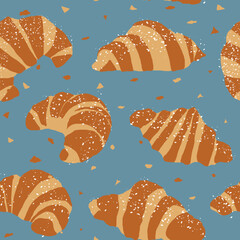 Seamless pattern with freshly baked croissant