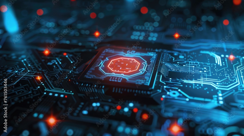 Leinwandbilder close up of a circuit board with a clock, suitable for technology concepts