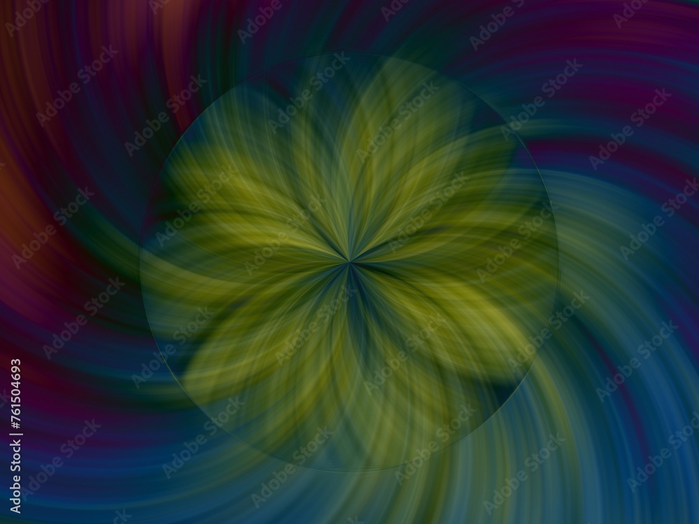 Poster background with effect of rays in motion, lines curves, bends, lights, depth and circle shape in dar