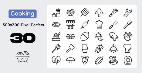 Cooking Line Icons. Editable Stroke. Pixel Perfect.