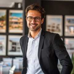 Fototapeta premium a real estate agent smart attire with a welcoming smile