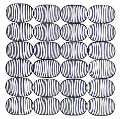 Drawing of oval shapes in black ink on white background