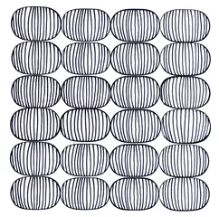 Fototapete Surrealismus Drawing of oval shapes in black ink on white background