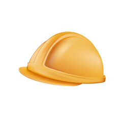 Engineer or constructor hardhat 3D icon. Safety helmet icon isloated on white. Construction, labor and engineering