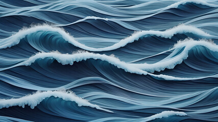 Blue background texture, wavy sea color pattern , icy windy and curvy illustration winter art