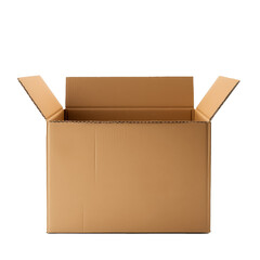 A brown cardboard box with a white background