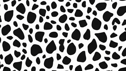 Seamless Leopard or giraffe Pattern In Black And White pattern background on white background. Hand painted textures
