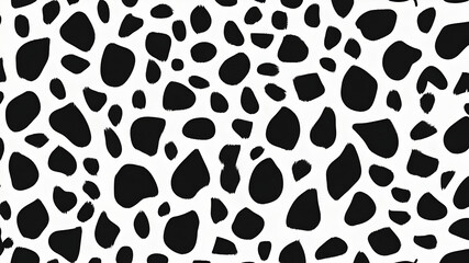 Fototapeta premium Seamless Leopard or giraffe Pattern In Black And White pattern background on white background. Hand painted textures