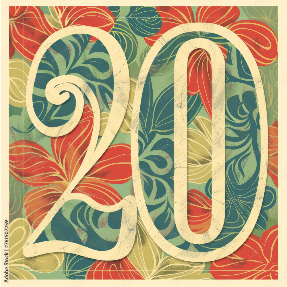 Aufkleber a single colored background with the word 20 in bold white font stands out in the image, catching th