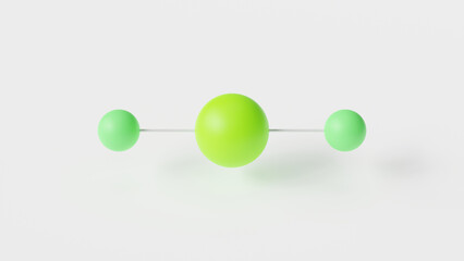 calcium chloride molecule 3d, molecular structure, ball and stick model, structural chemical formula inorganic compound
