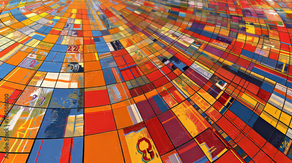 Aufkleber a man stands in front of a vibrant background with the word 