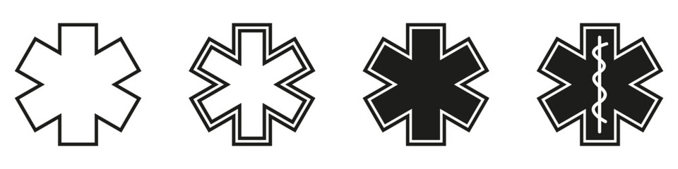 Emergency star vector icons isolated. Ambulance emergency concept. Emergency staff signs symbols.