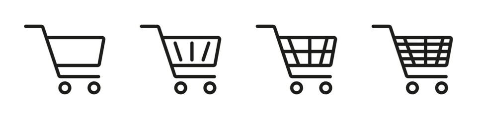 Shopping cart icon set.Shopping cart icon design collection.Vector diferends black shopping cart icons set. Vector illustration in flat stile © Bogdan