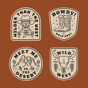 Set of vector Western theme logos. Perfect for t-shirt prints, posters, stickers, and other uses.