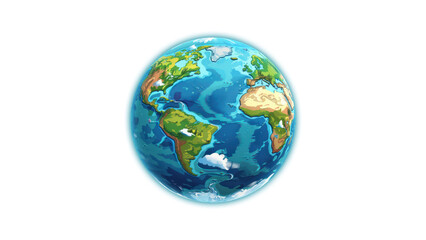 3d cartoon planet in transparent background. suitable for editing and earth day greetings. Generative AI