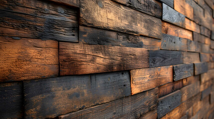 Wood wall mockup and display for product, banner style dark rough Arrange in zigzag pattern Box...