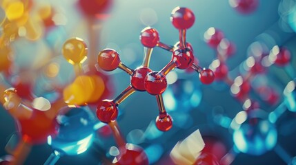 Pharmaceutical chemistry vibrant molecular structures and laboratory tools in detail