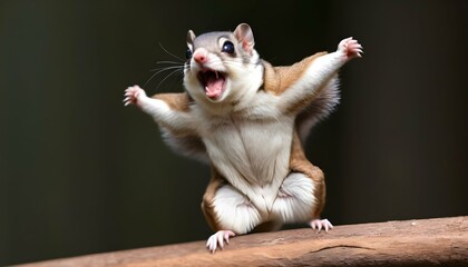 A Flying Squirrel With Its Mouth Open In A Silent