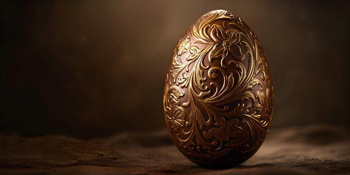  A chocolate egg with a floral design on it Golden metallic and golden painted eggs on dark background Decorative golden egg with intricate designs for Easter celebration concept background and wallpa