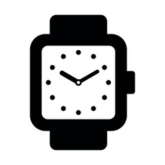 black vector watch icon on white background