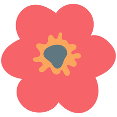 Flat flower bud element for beautiful design. Simple form. Vector drawing.