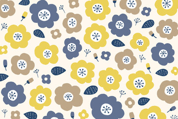 SDGsやエコロジーイメージの木や草花のかわいい北欧デザイン背景素材
