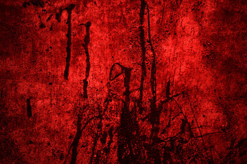 Red wall texture background. scary red wall for background, Old shabby blood paint and plaster...