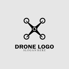 Quadcopter drone logo template. Drone vector illustration.