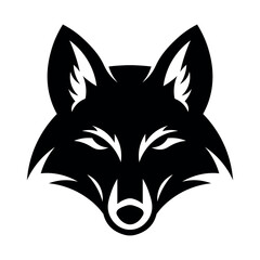 black vector wolf head icon on white background