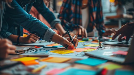 A diverse group of professionals gathered around a table, engaged in a brainstorming session, sharing ideas, collaborating on projects, and working together towards a common goal, showcasing teamwork
