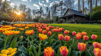 Tuinposter field of tulips © declan