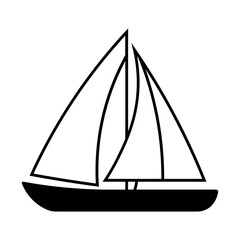 black vector yacht icon on white background