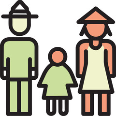 farming family, icon colored outline